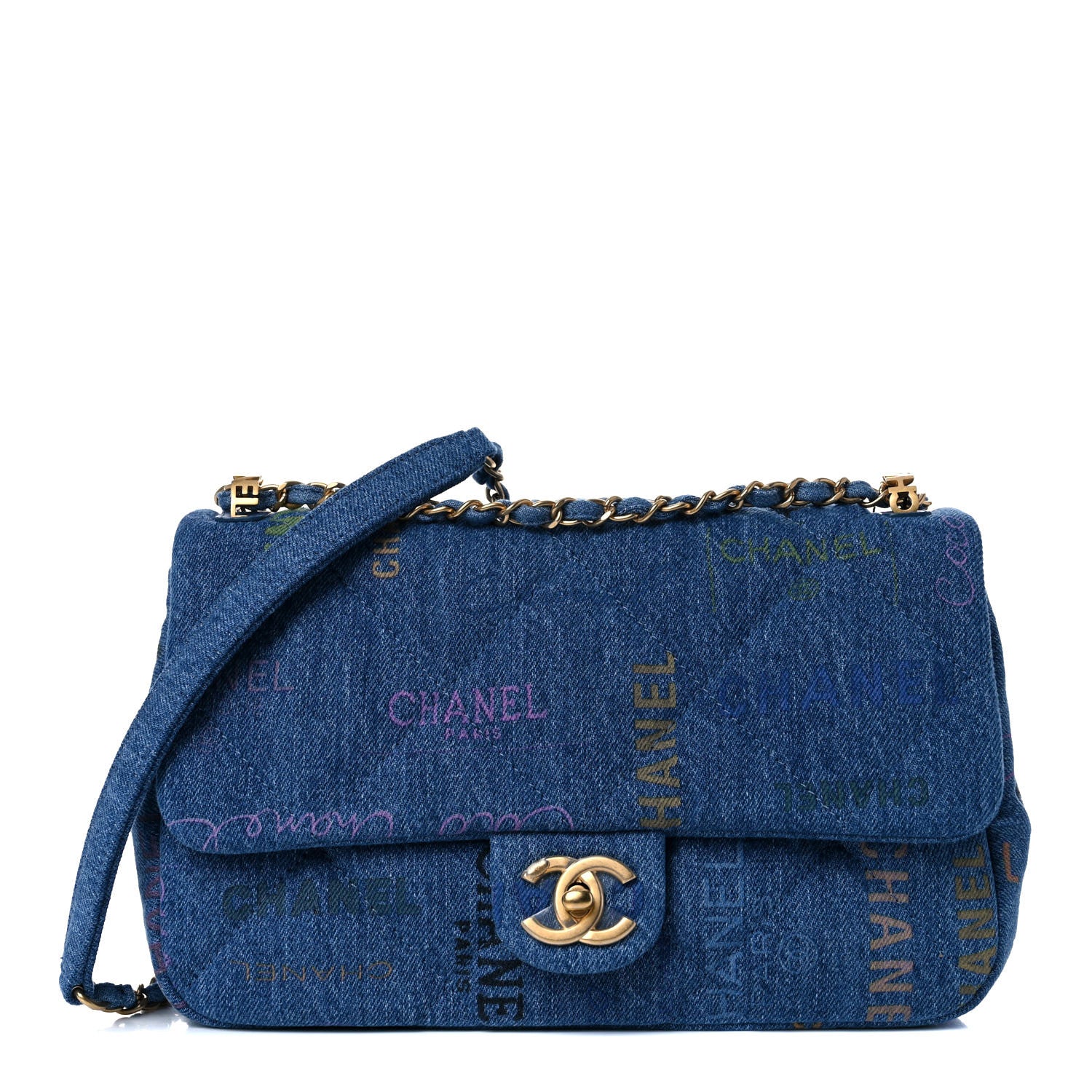 Chanel Denim Quilted Denim Large Mood Flap Blue Multicolor 1 of 10