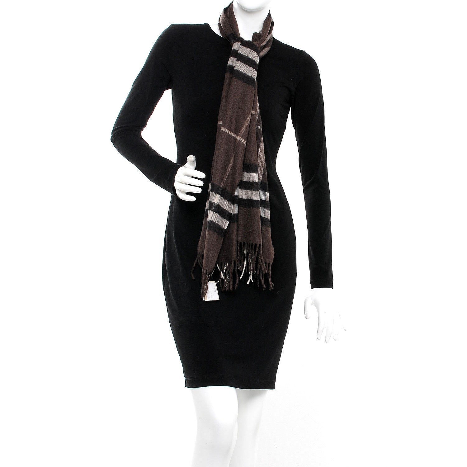 Burberry Cashmere Giant Check Fringe Scarf Bitter Chocolate 2 of 5