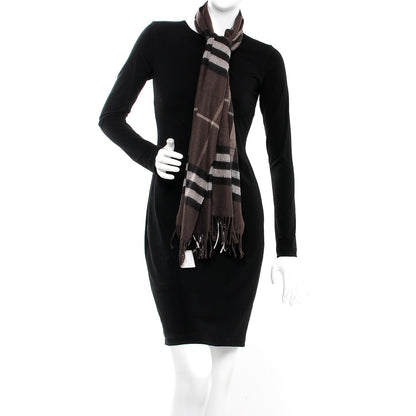 Burberry Cashmere Giant Check Fringe Scarf Bitter Chocolate 2 of 5