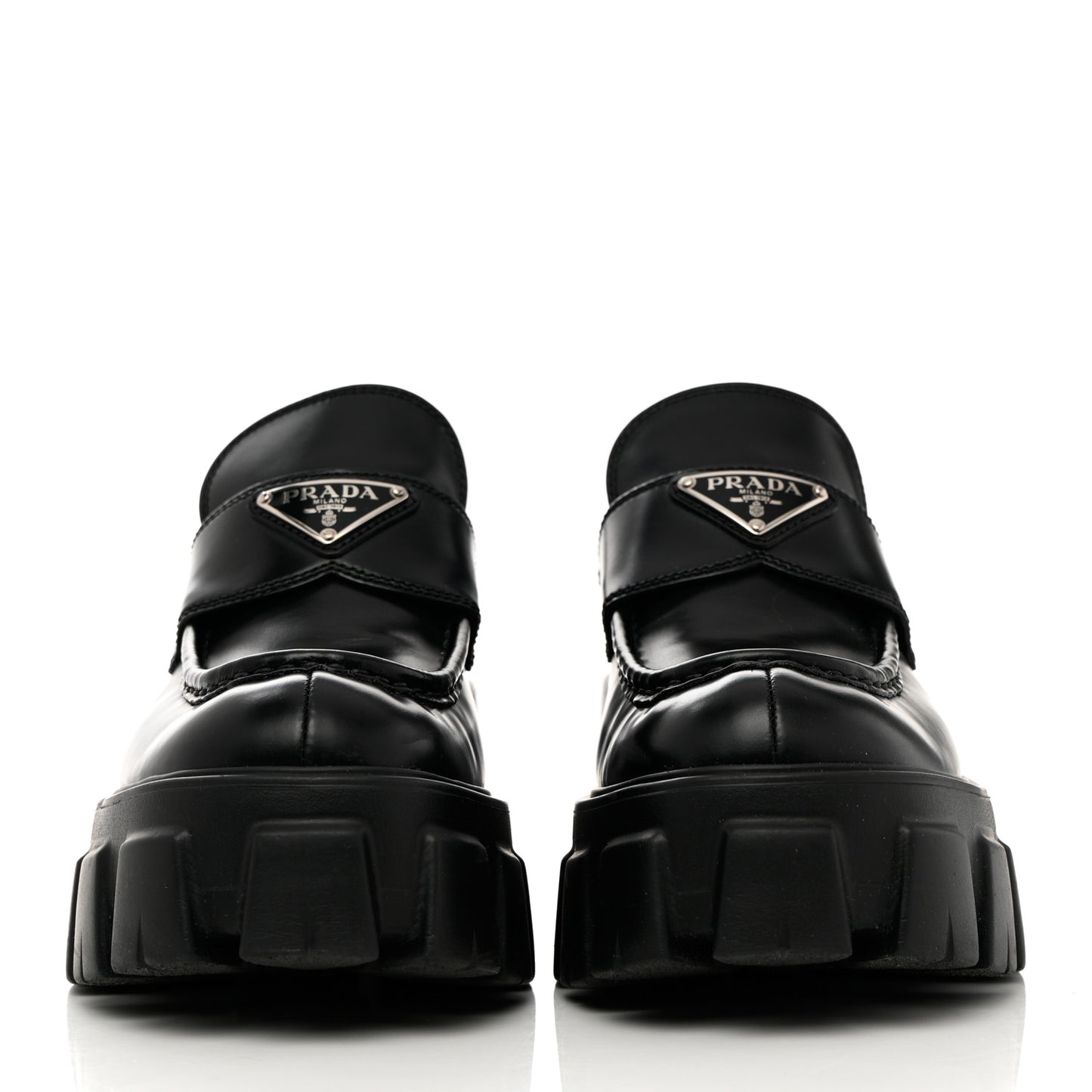 Spazzolato Rois Metal Triangle Logo Monolith 55mm Loafers 37.5 Black
