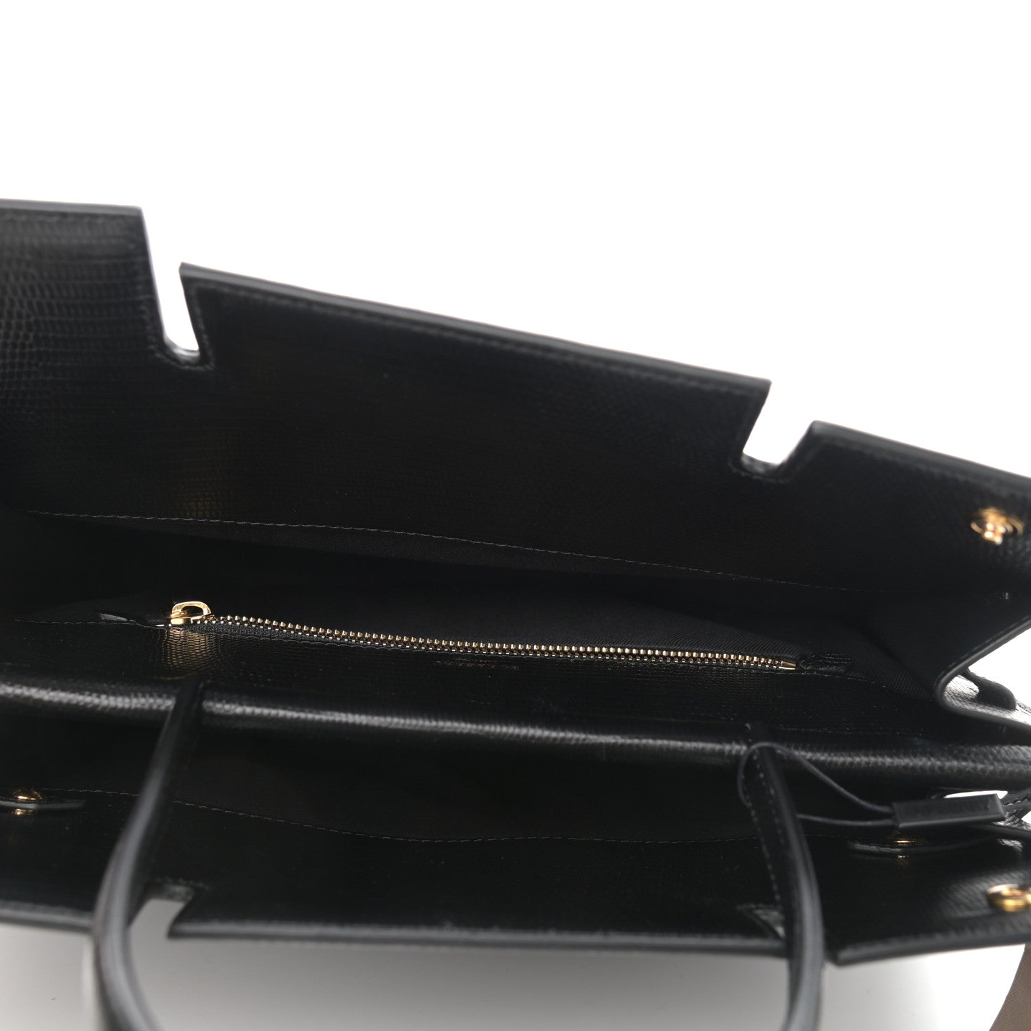 Burberry Deerskin Suede Lizard Embossed Calfskin Medium Title Bag Black 5 of 11