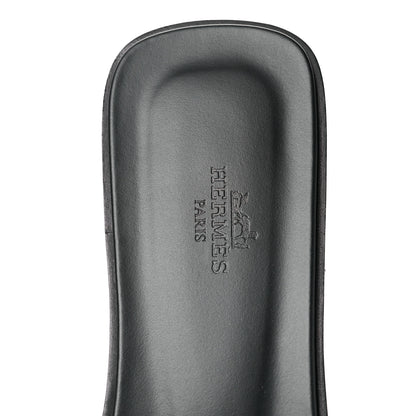 Hermes Box Calfskin Oran Sandals 40 Black 7 of 8