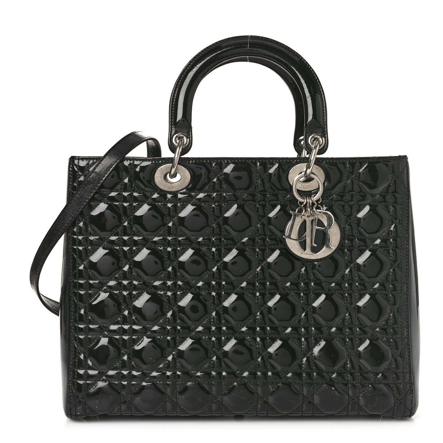 Patent Cannage Large Lady Dior Black