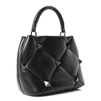 Valentino Garavani Nappa Monochrome Small Roman Stud The Handle Bag Black 3 of 9