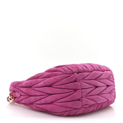 Miu Miu Suede Matelasse Mini Wander Hobo Fuxia 4 of 11