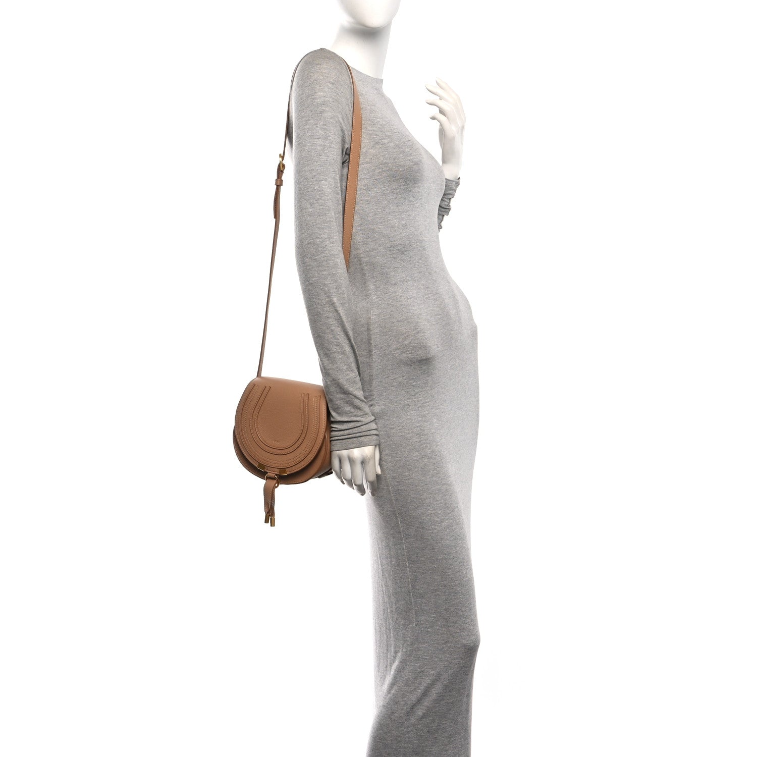 Chloe Grained Calfskin Small Marcie Saddle Bag Light Tan 2 of 10
