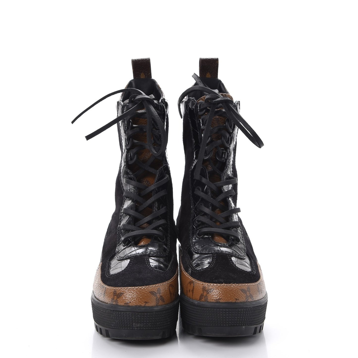 Suede Calfskin Reverse Monogram Laureate Platform Desert Boots 37