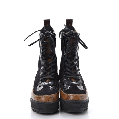 Louis Vuitton Suede Calfskin Reverse Monogram Laureate Platform Desert Boots 37 2 of 11