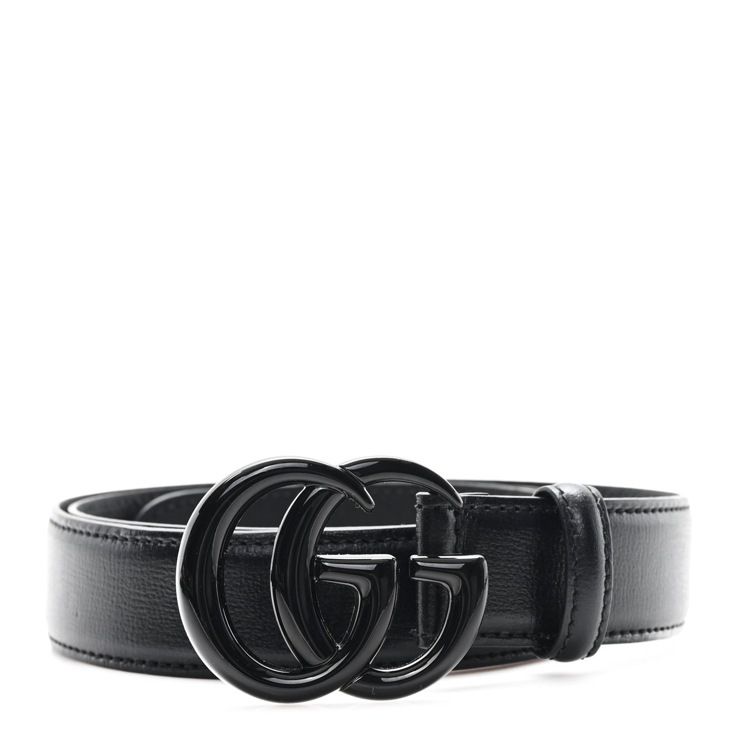 Azalea Calfskin Enamel Monochrome Double G 40mm Belt 85 34 Black