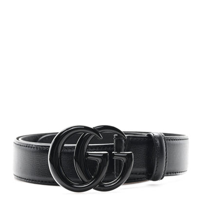 Gucci Azalea Calfskin Enamel Monochrome Double G 40mm Belt 85 34 Black 1 of 4