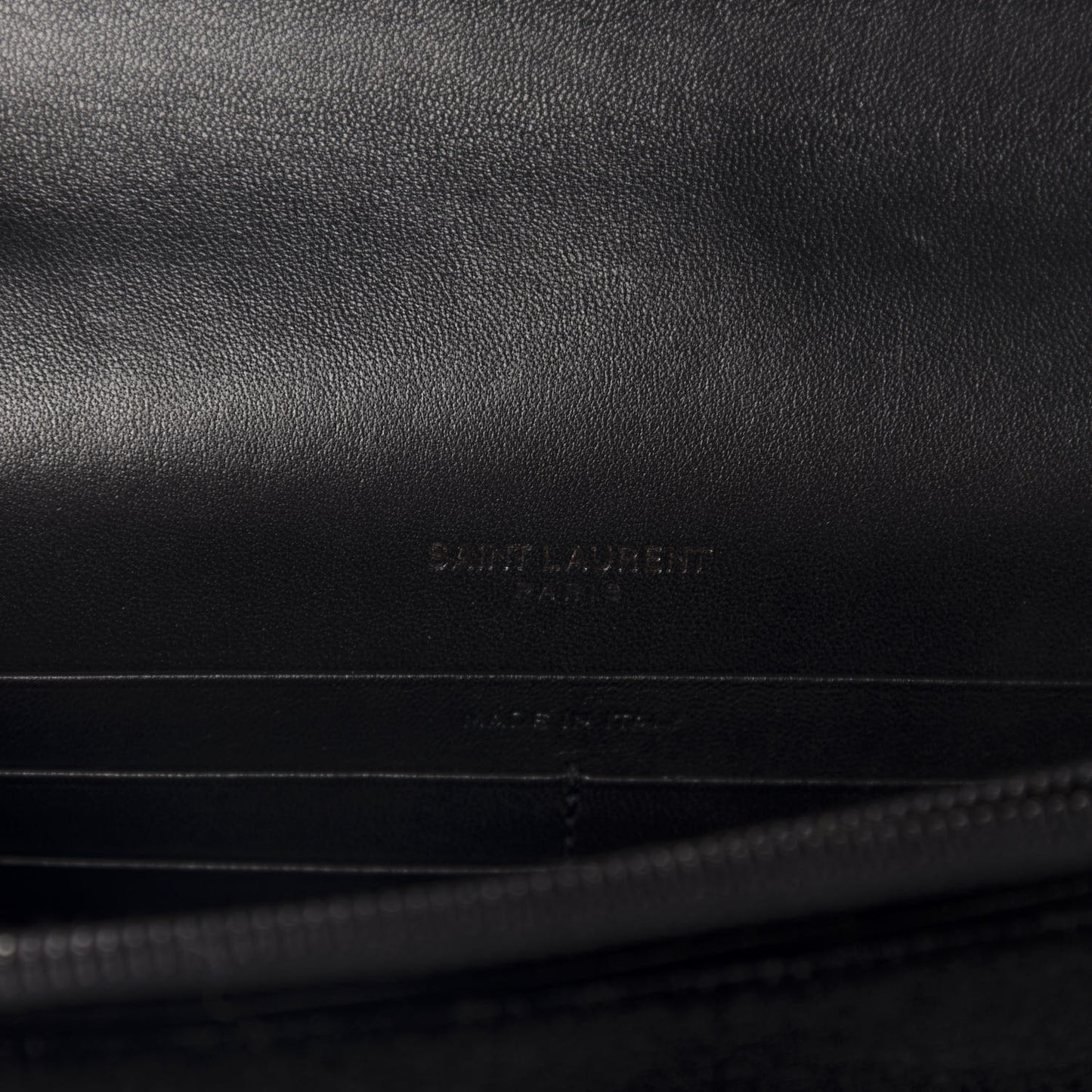 Velvet Crystal Monogram Kate Tassel Chain Wallet Black
