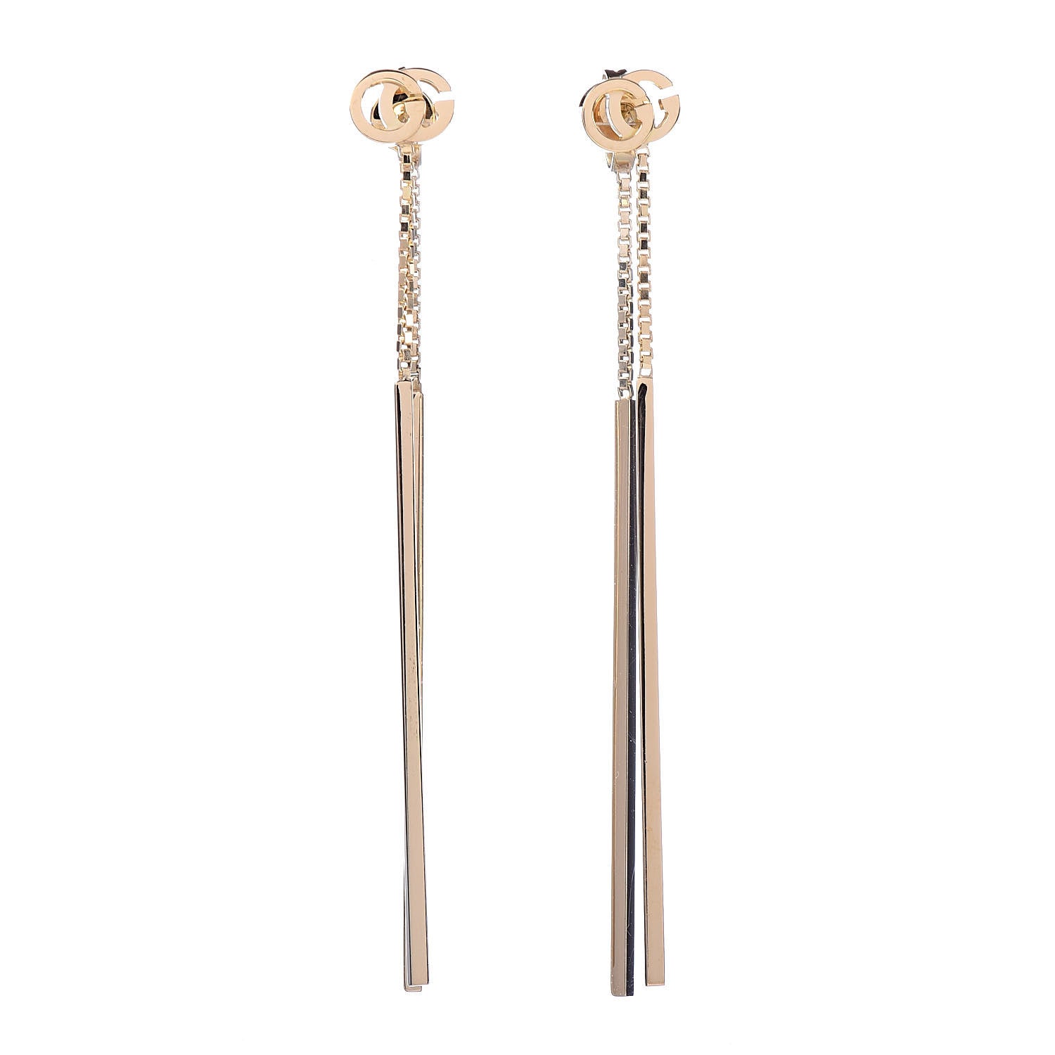 Gucci 18K Yellow Gold Running G Drop Chain Earrings 1 of 4