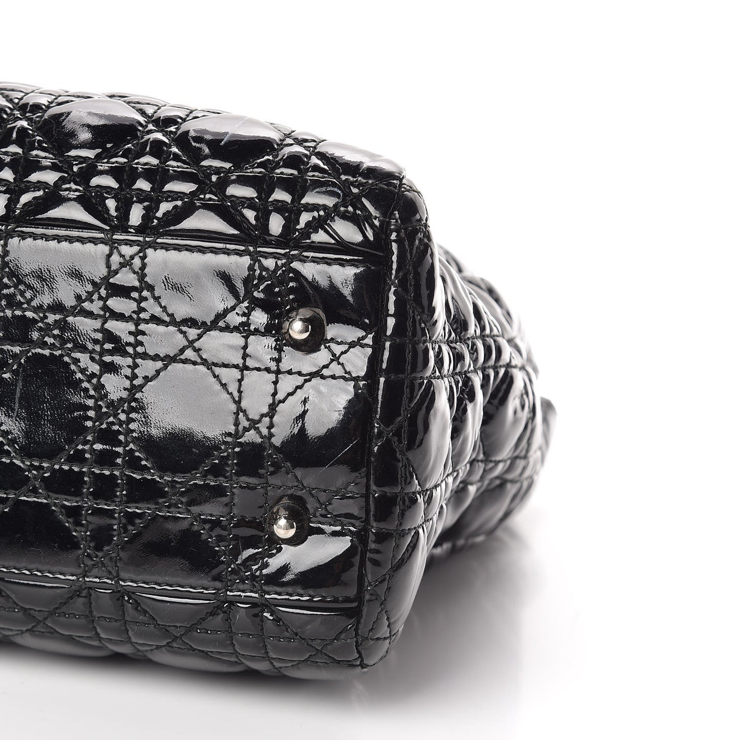 Patent Cannage Large Dior Soft Shopping Tote Black