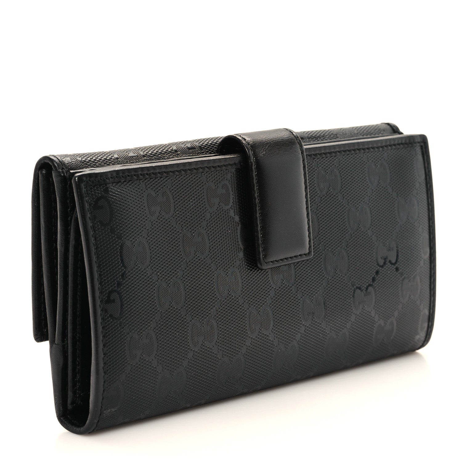 Gucci Imprime Monogram GG Pierce Continental Flap Wallet Black 3 of 7