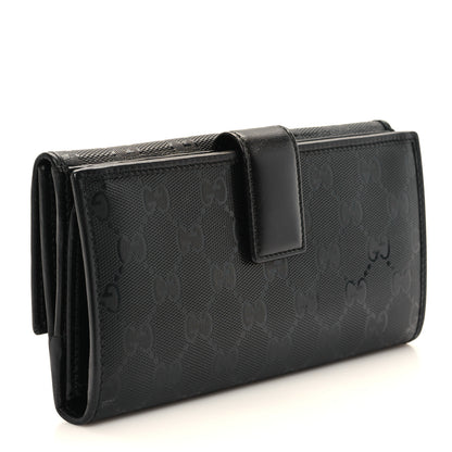 Gucci Imprime Monogram GG Pierce Continental Flap Wallet Black 3 of 7