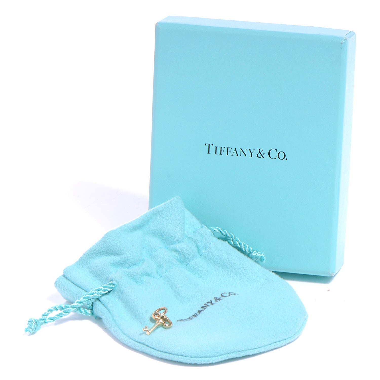Tiffany 18k Yellow Gold Diamond Small Key Pendant 4 of 5