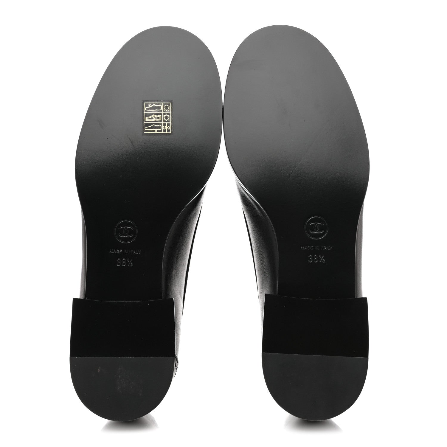 Chanel Shiny Calfskin Metal CC Mocassin Loafers 38.5 Black 6 of 10
