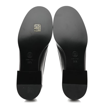 Chanel Shiny Calfskin Metal CC Mocassin Loafers 38.5 Black 6 of 10