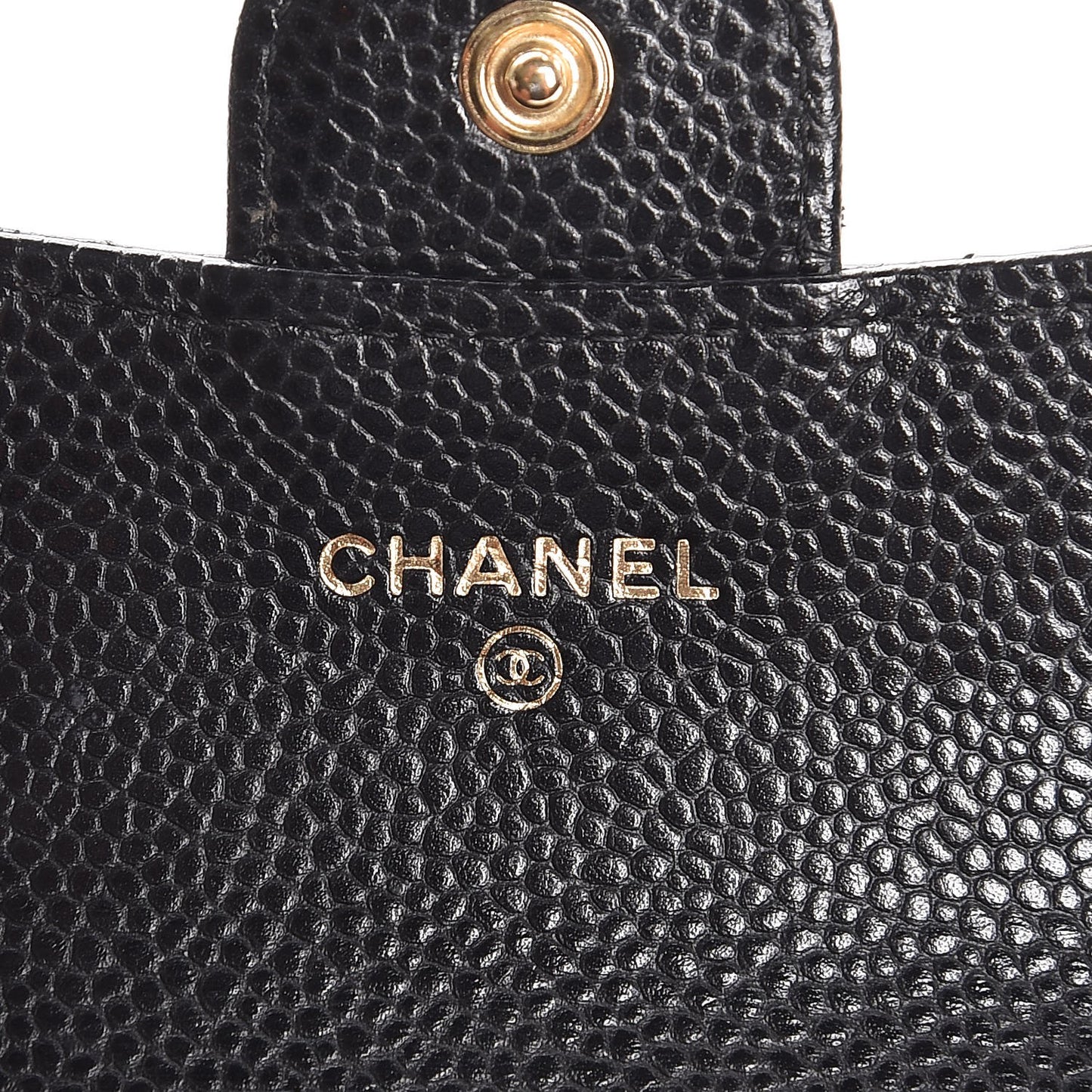 Caviar Quilted Flap Card Holder Black