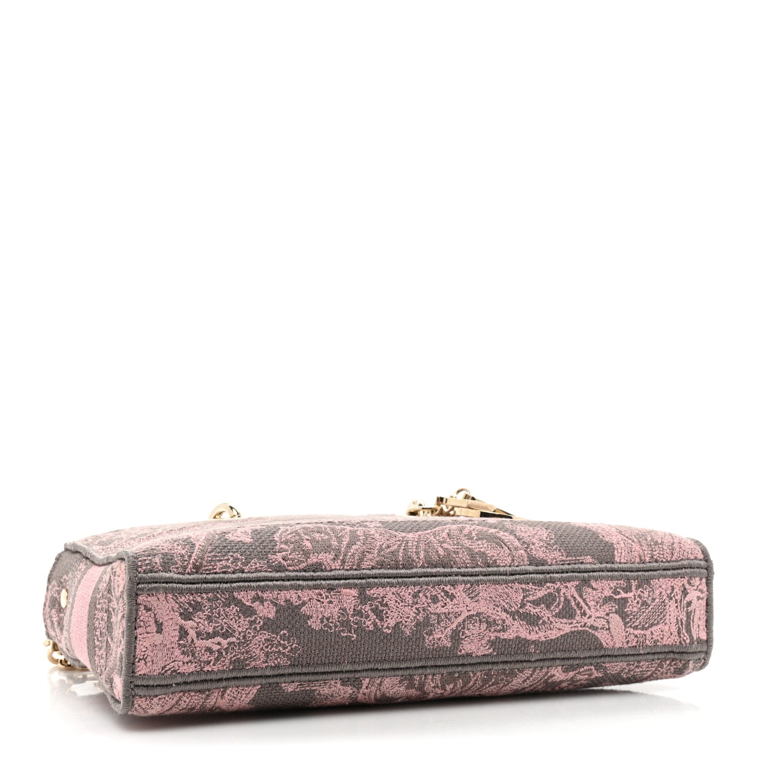 Christian Dior Canvas Toile De Jouy Embroidered Medium Lady D-Joy Gray Pink 4 of 8
