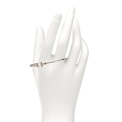 Tiffany 18K White Gold Narrow T Wire Bracelet 2 of 5