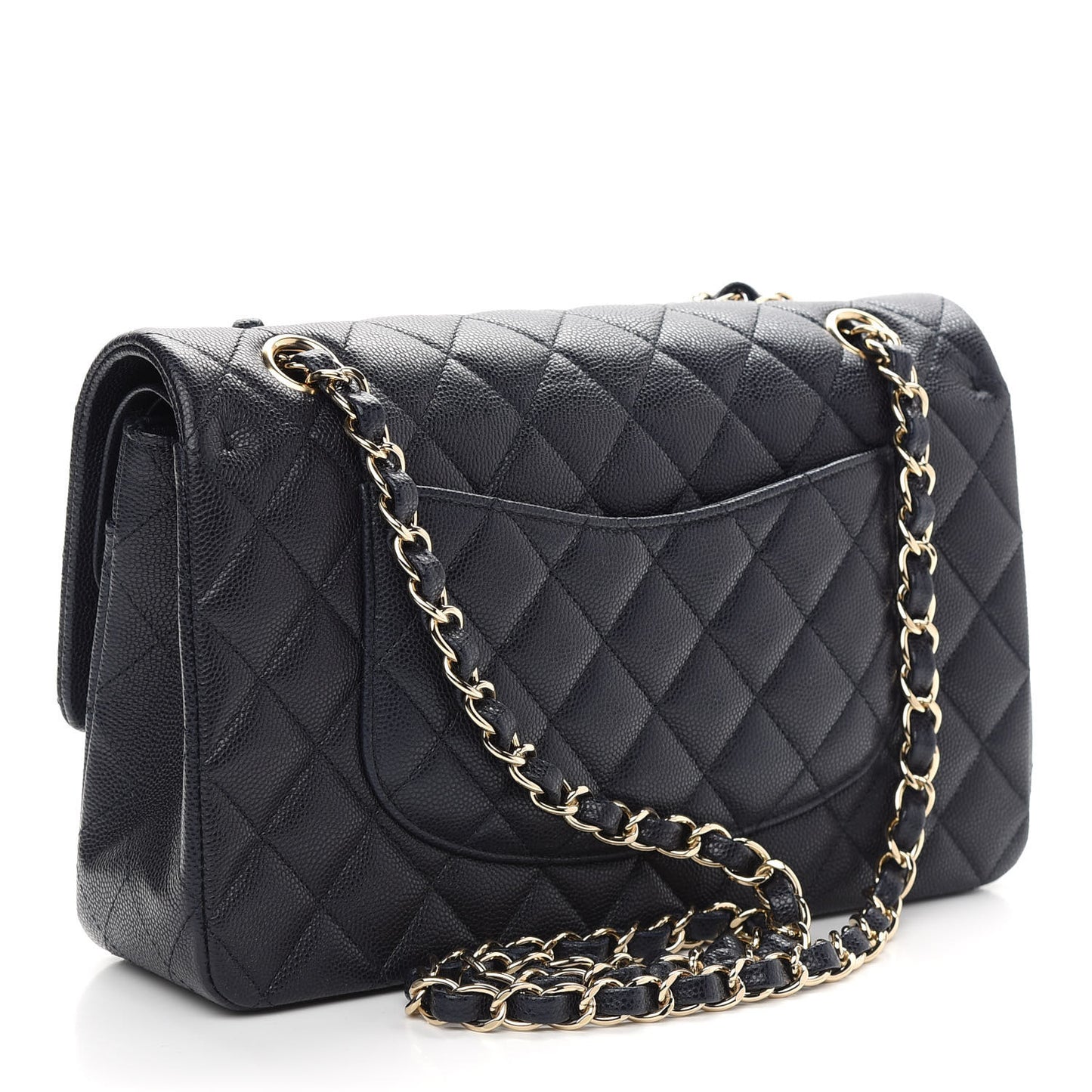 Caviar Quilted Medium Double Flap Navy