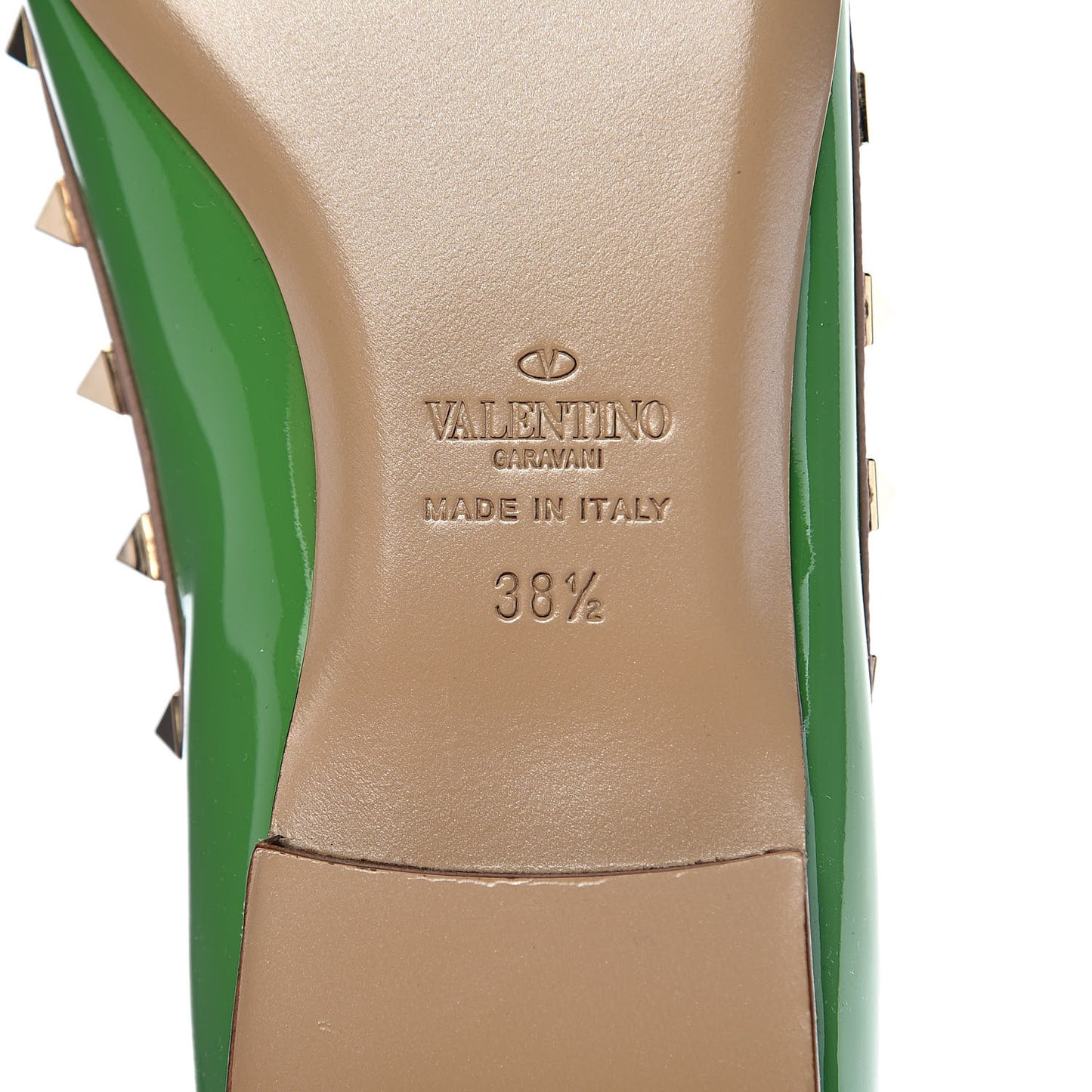 Patent Rockstud Ballerina Flats 38.5 Green Poudre