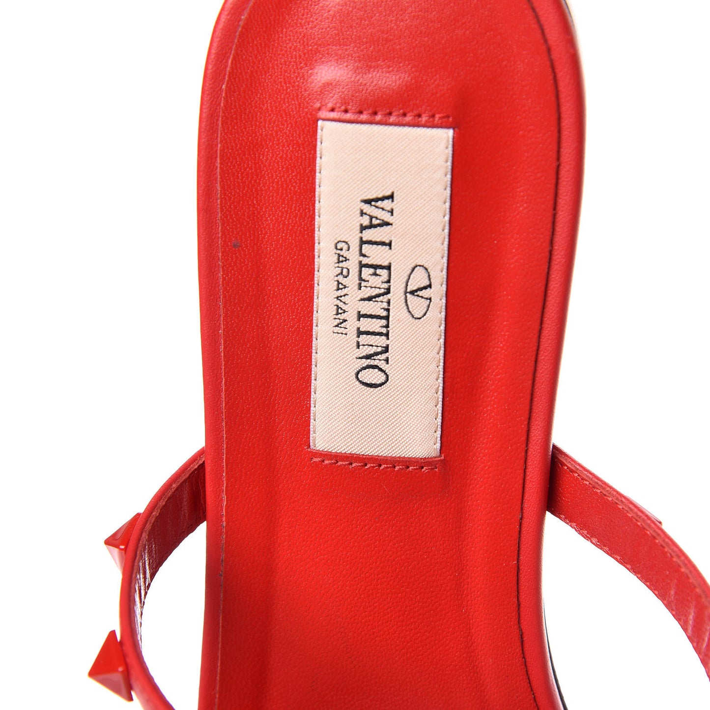 Calfskin Monochrome Rockstud Caged Flat Slide Sandals 37.5 Rouge Pur