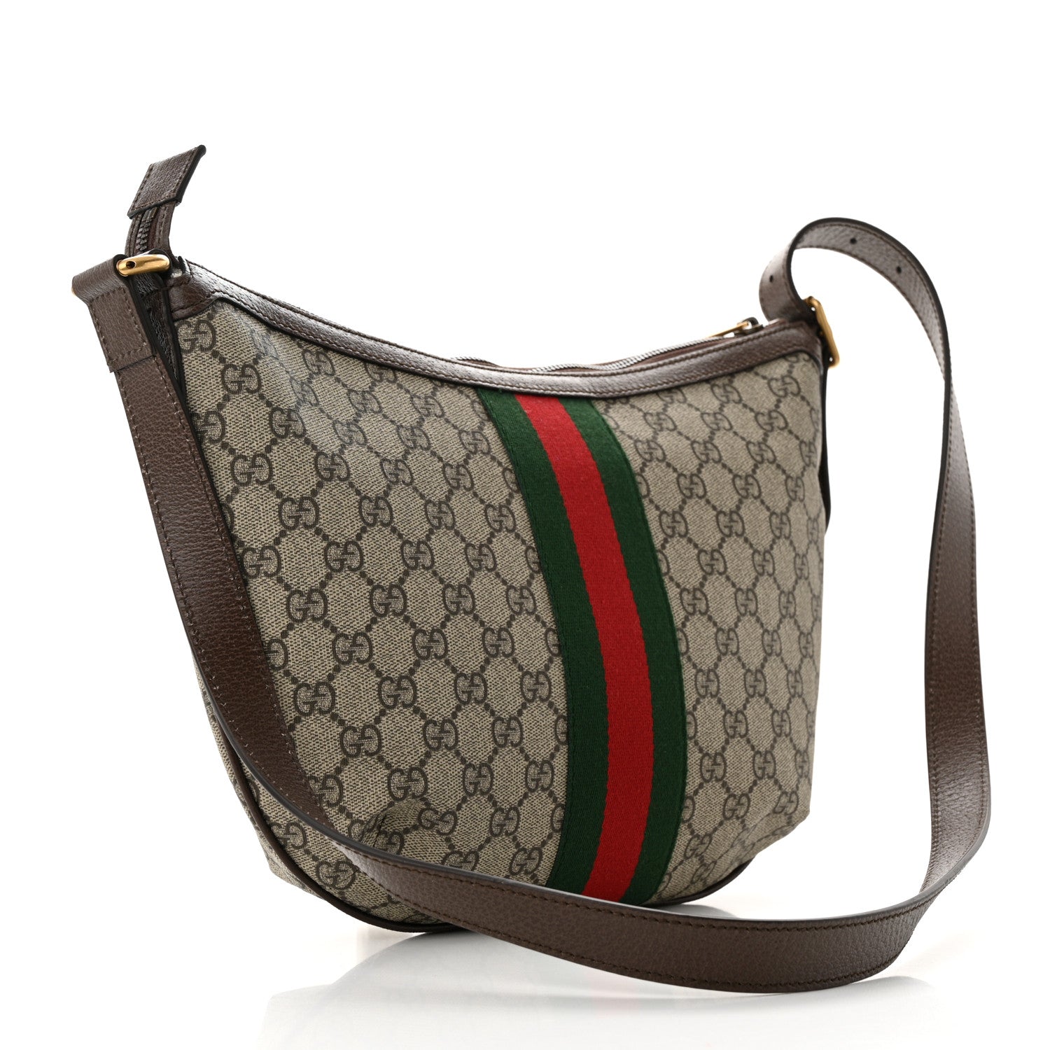 Gucci GG Supreme Monogram Web Small Ophidia Half Moon Hobo Brown 2 of 10