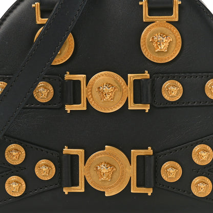 Versace Calfskin Small Medallion Tribute Bowling Bag Black 9 of 12