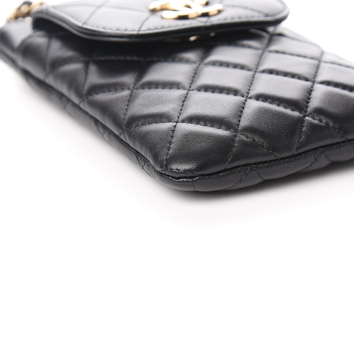 Lambskin Quilted CC Phone Holder Black