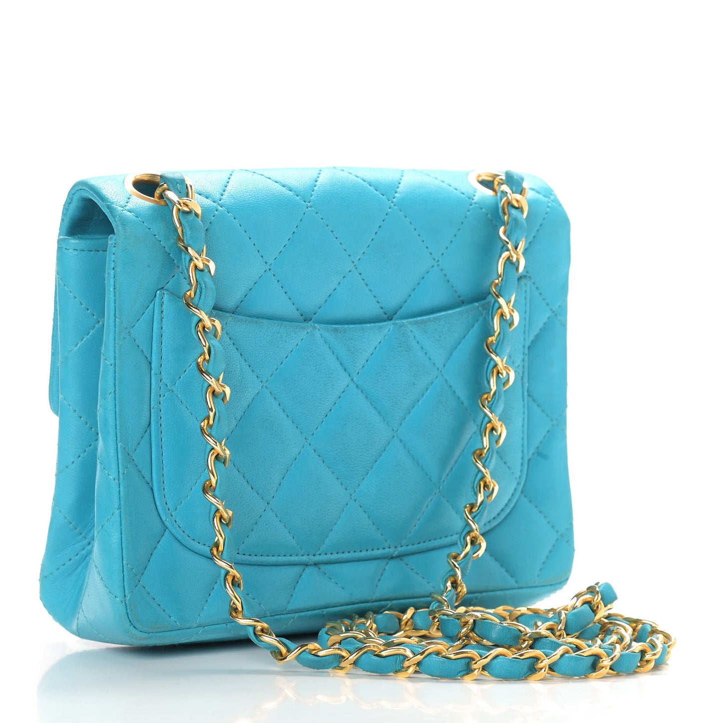 Lambskin Quilted Mini Square Flap Blue