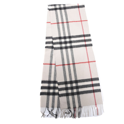 Burberry Cashmere Giant Check Fringe Scarf Stone 2 of 3