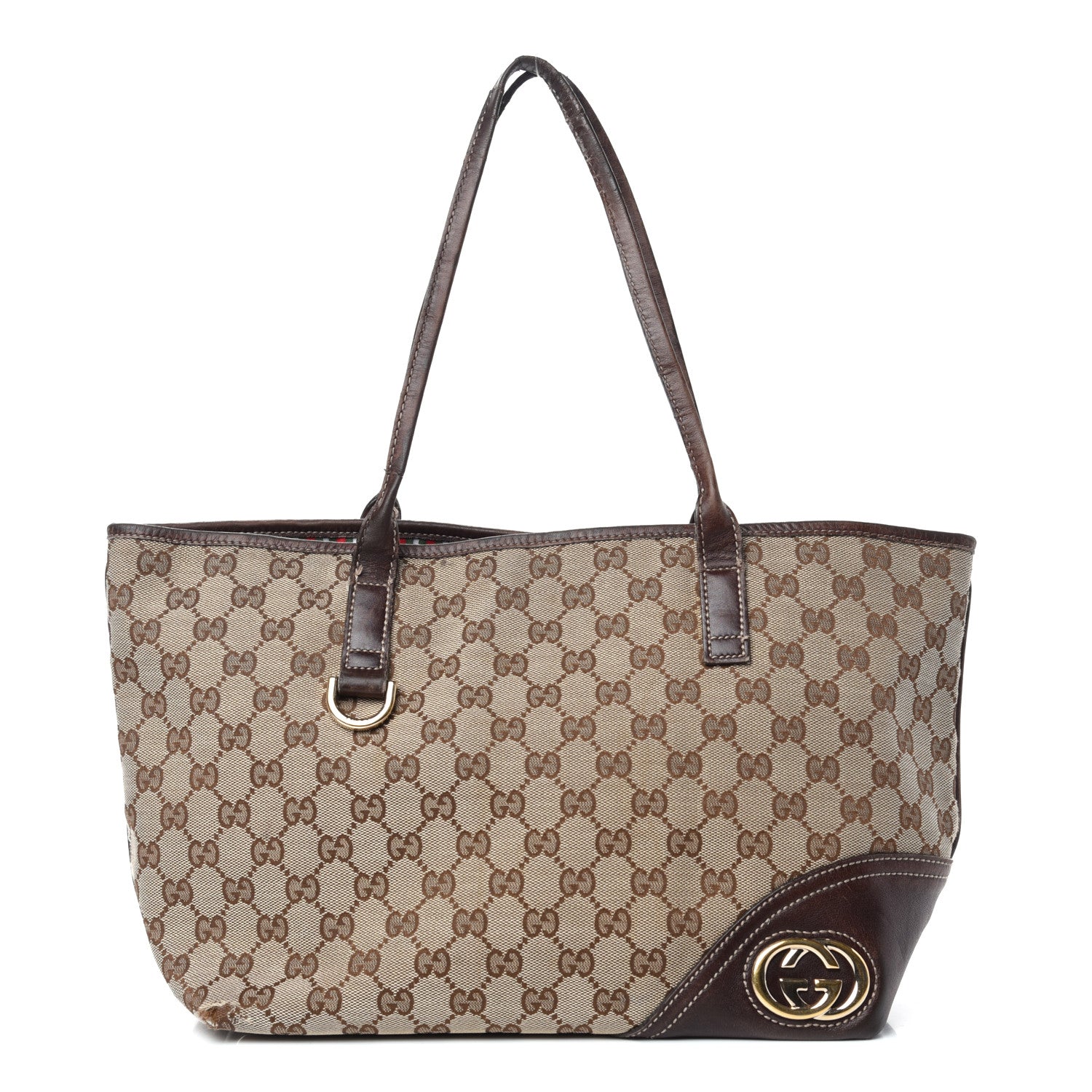 Gucci Monogram Medium New Britt Tote Brown 1 of 15