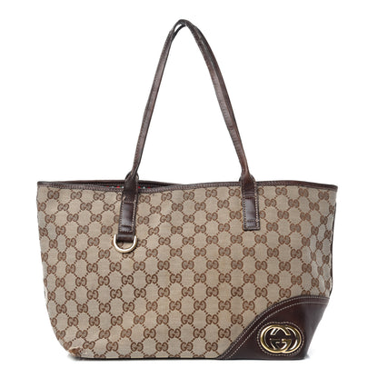 Gucci Monogram Medium New Britt Tote Brown 1 of 15
