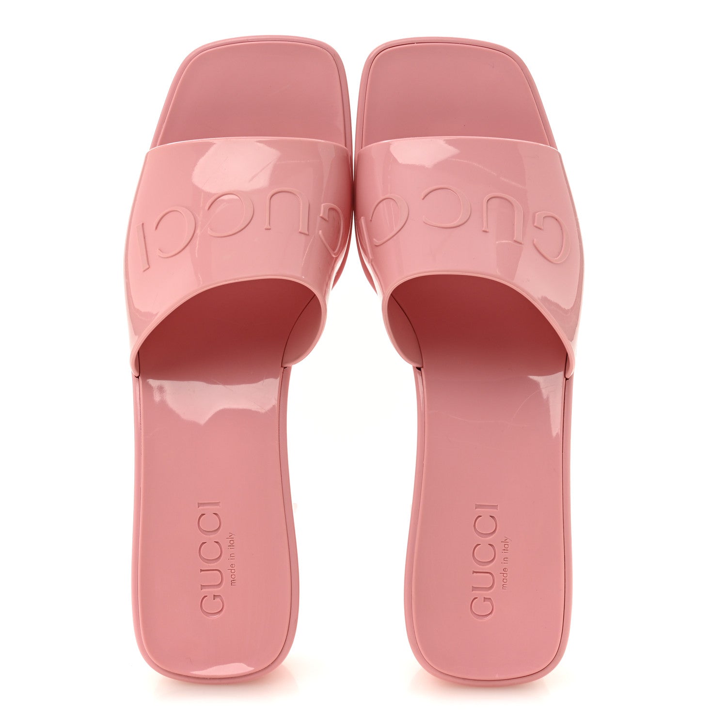 Gucci Rubber Gucci Logo Womens Platform 20/60mm Slide Sandals 38 Wild Rose 2 of 10