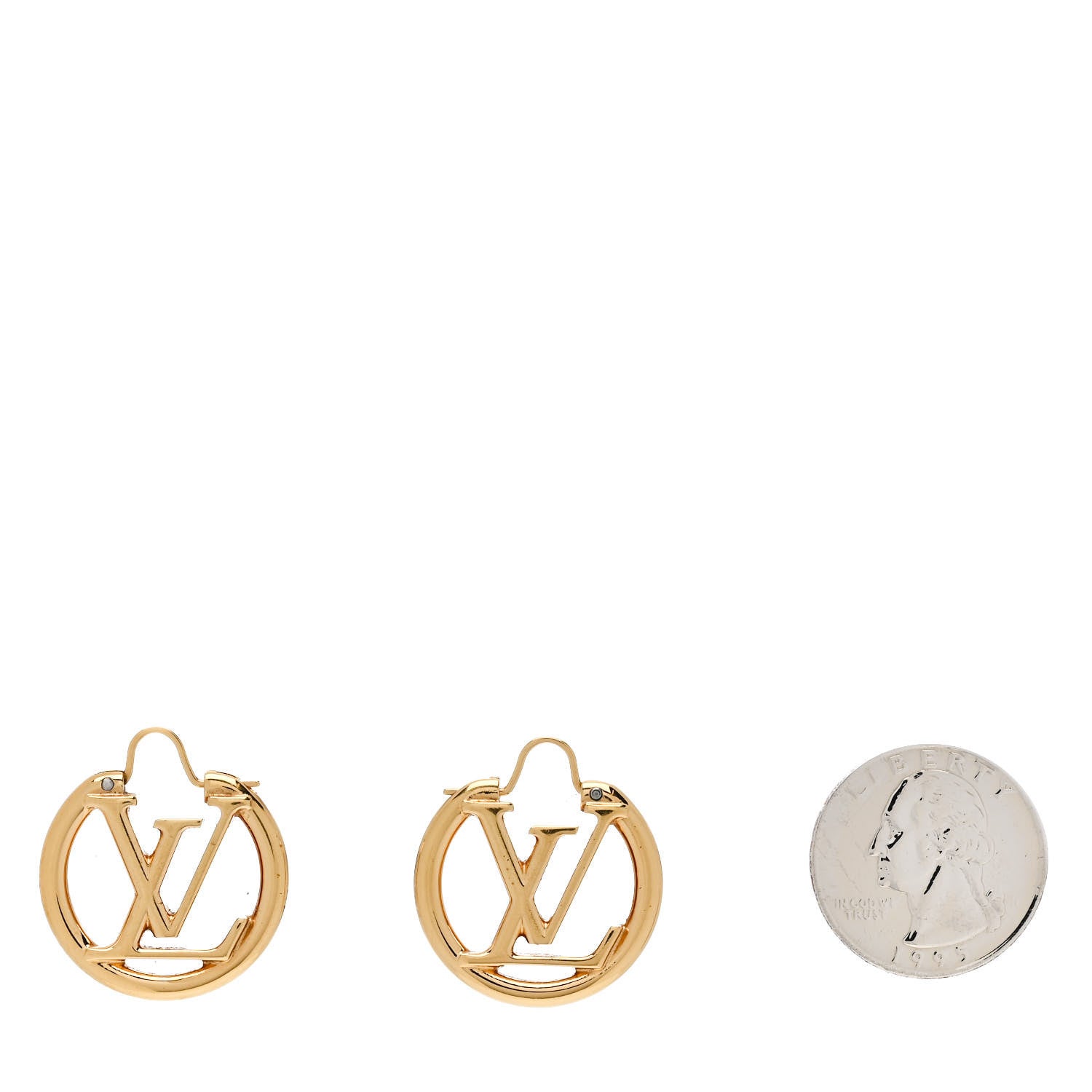 Louis Vuitton Metal Small Louise Hoop Earrings Gold 2 of 5
