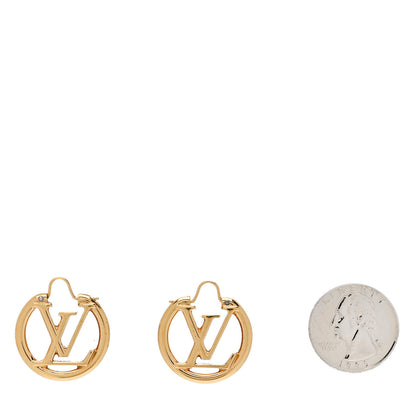 Louis Vuitton Metal Small Louise Hoop Earrings Gold 2 of 5