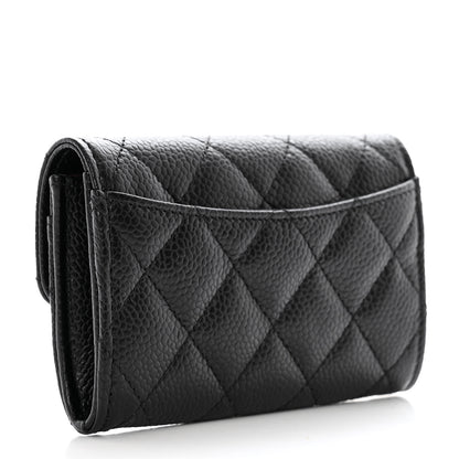 Chanel Caviar Quilted Flap Card Holder Wallet Black 3 of 9