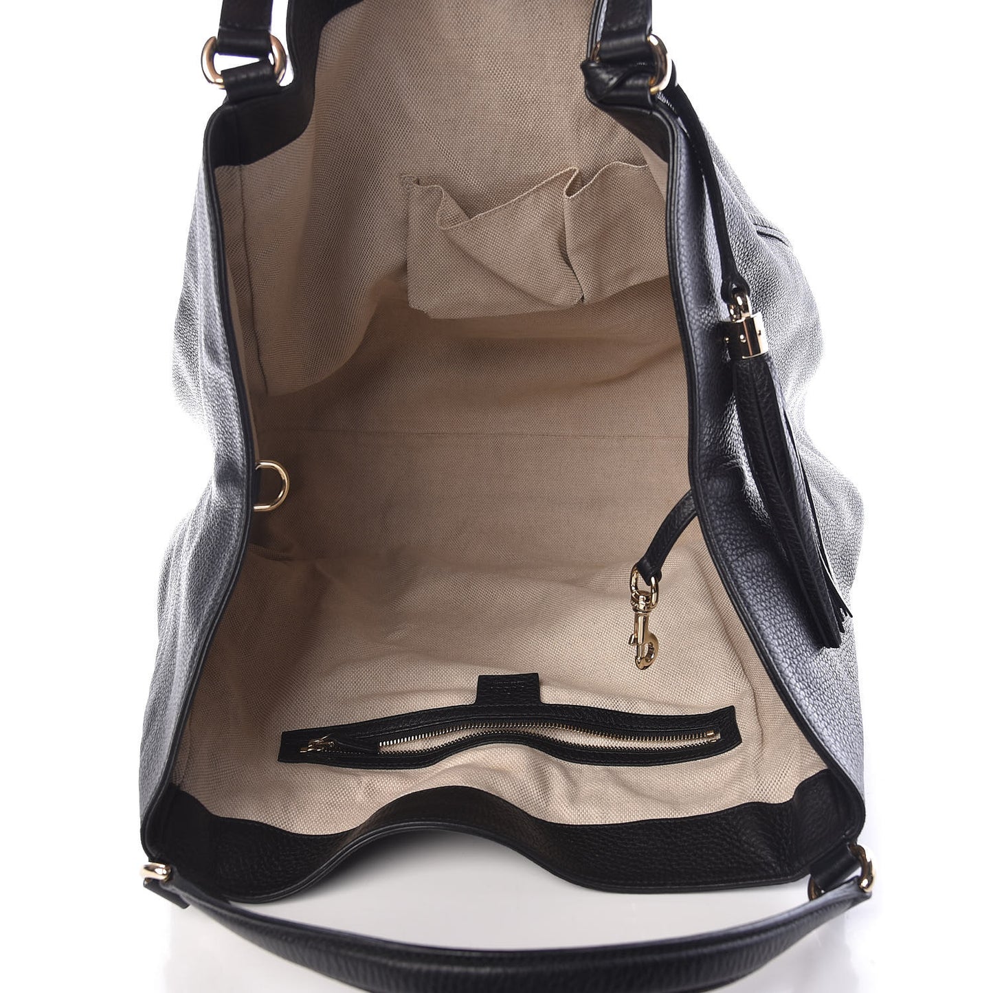 Pebbled Calfskin Large Soho Shoulder Bag Black