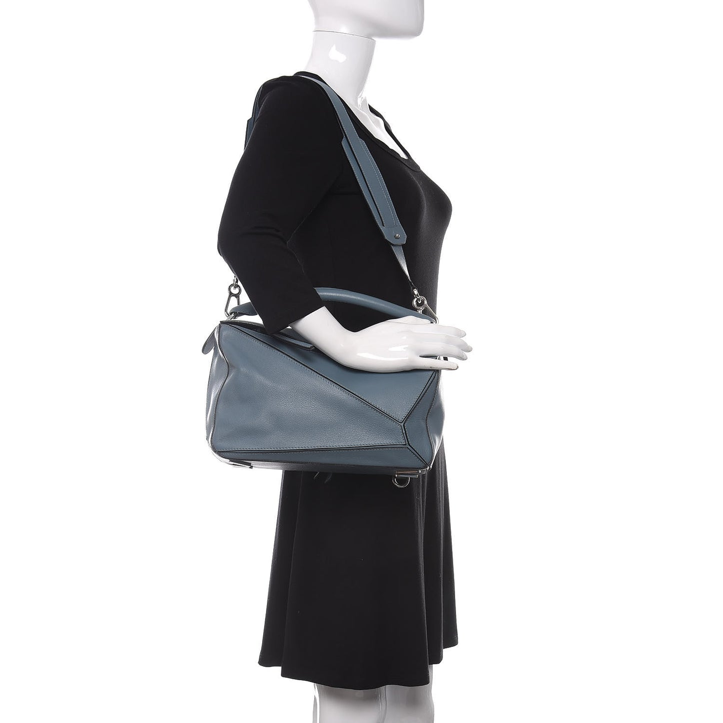 Calfskin Medium Puzzle Bag Stone Blue