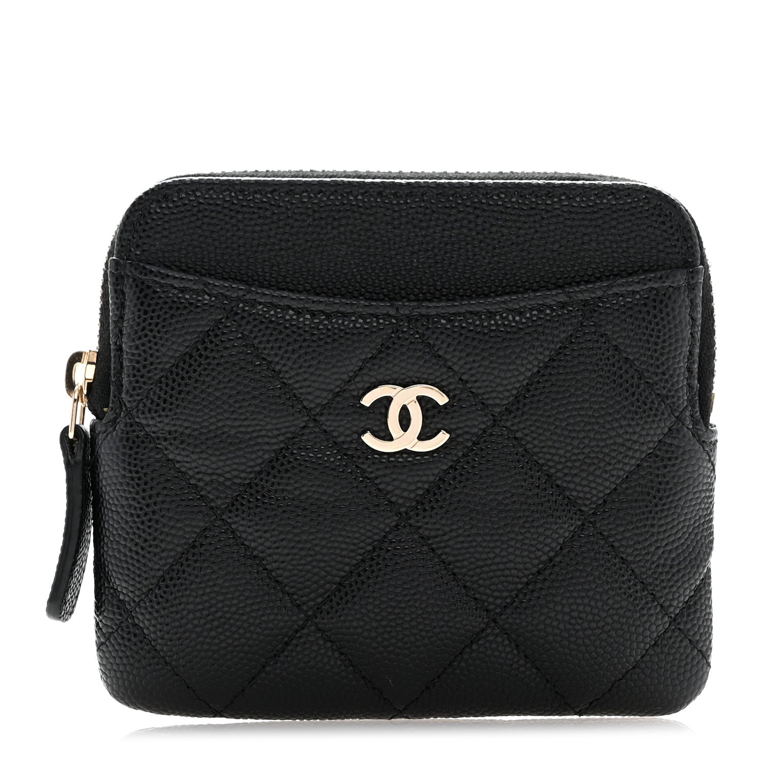 Chanel Caviar Quilted Zip Card Holder Wallet Black 1 of 8