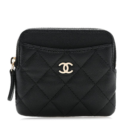 Chanel Caviar Quilted Zip Card Holder Wallet Black 1 of 8
