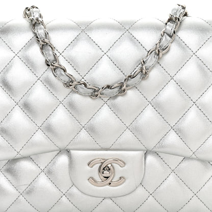 Chanel Metallic Lambskin Quilted Jumbo Single Flap Silver 8 of 10