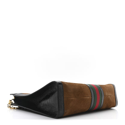 Gucci Suede Patent GG Web Medium Ophidia Top Handle Chain Nocciola Black 4 of 10