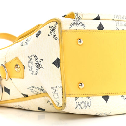 MCM Visetos Satchel White Yellow 7 of 16