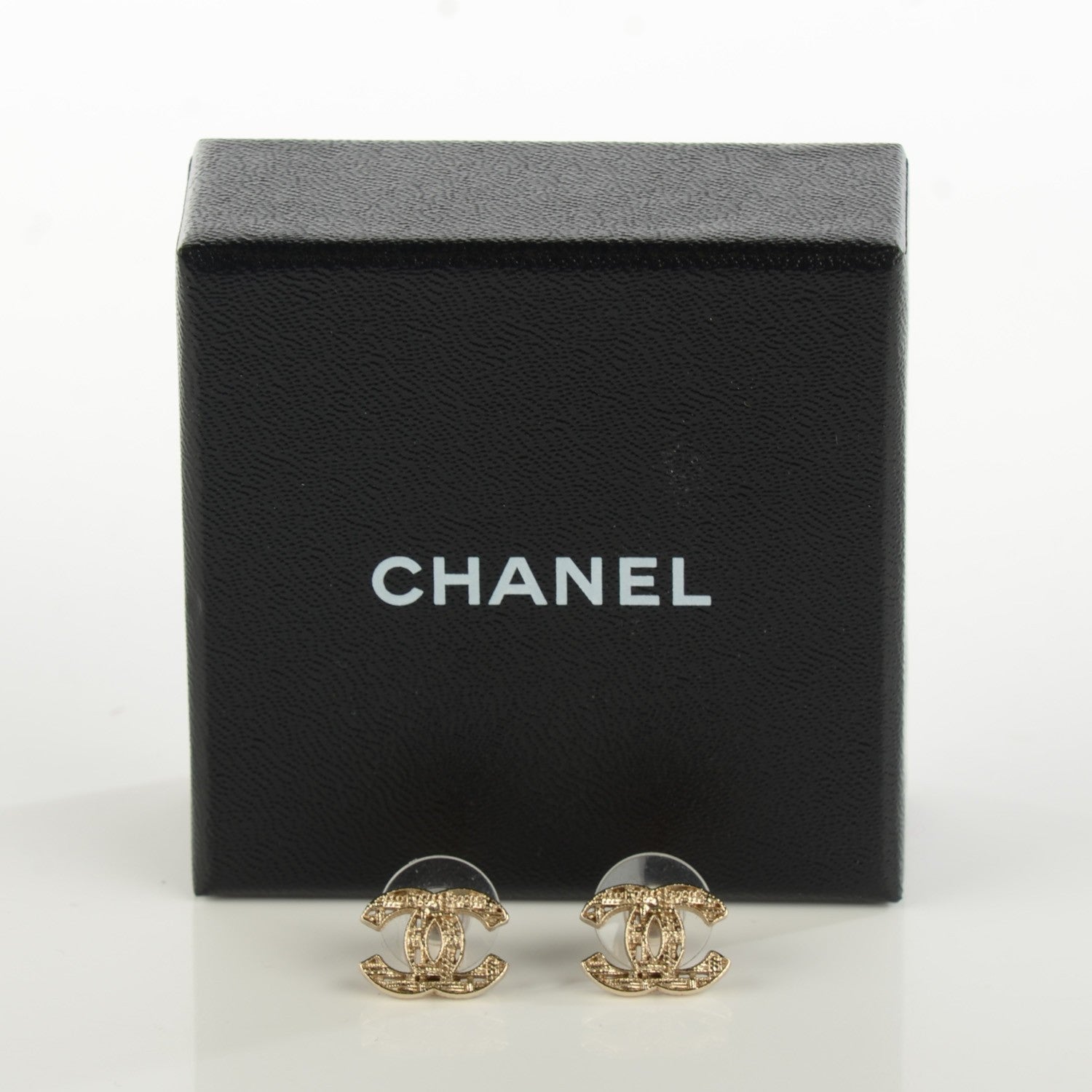 Chanel Tweed Effect CC Earrings Gold 3 of 5
