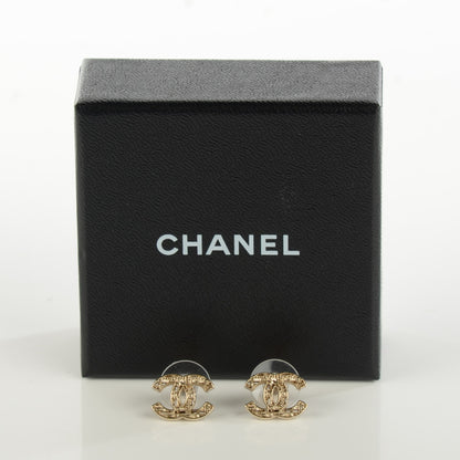 Chanel Tweed Effect CC Earrings Gold 3 of 5
