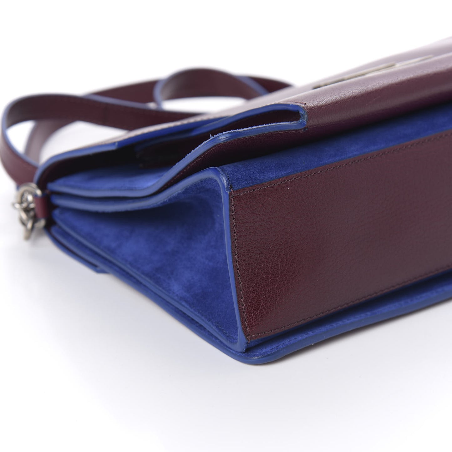 Goatskin Suede Medium GV3 Shoulder Bag Aubergine Blue