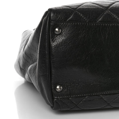 Chanel Glazed Calfskin Quilted Large Nameplate Shopping Tote Black 8 of 11